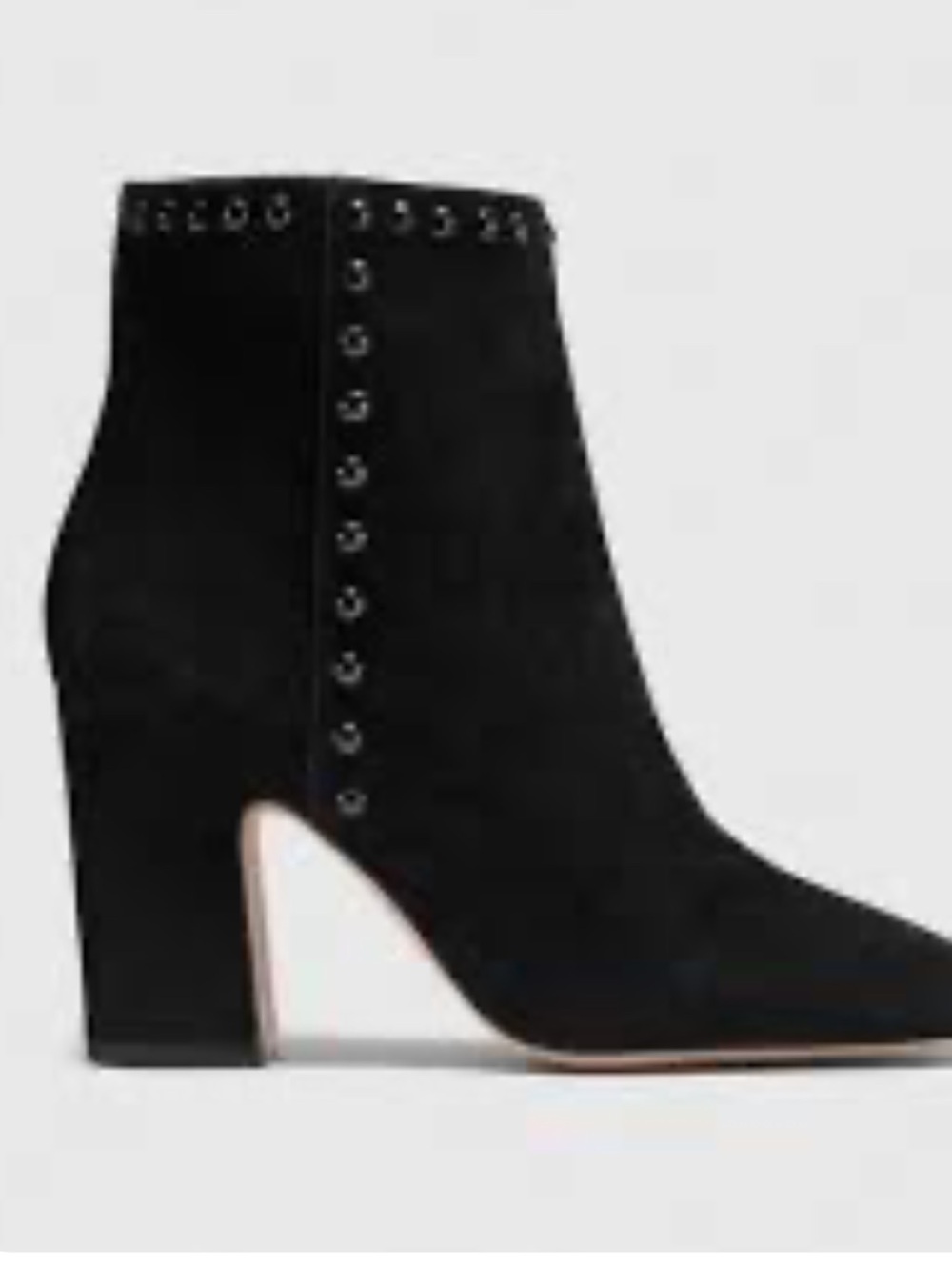 Coach Felicia Bootie black suede block heel size 5 w lacquered rivet studs